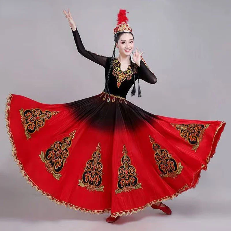 

Xinjiang Uygur Dance Performance Costumes Female Ethnic Minority Dance Dress Traditional Chinese Dress Festival Outfit Dancewear