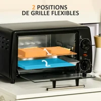 HOMCOM Mini four électrique 10L avec 1 grille et 1 plateau, température réglable de 100°C à 230°C, Minuteur 60 min, 36,5x26x22cm 5