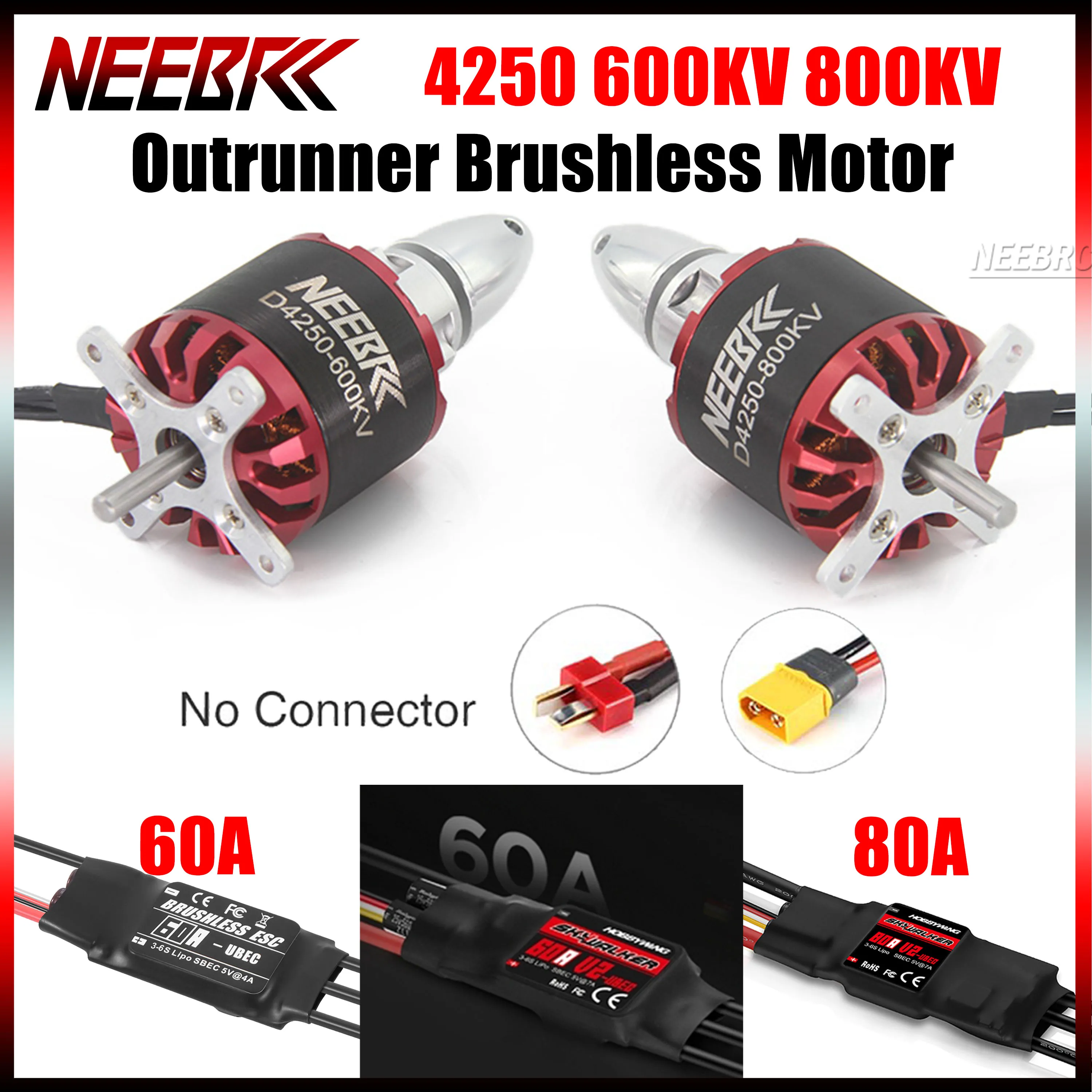 Motor Brushless 800KV/600KV com ESC 80A/60A para Drone RC