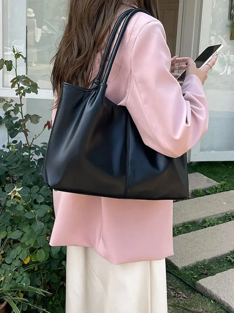 thumbnail image 1 of Bolsos de mano con cordón de moda de PU para mujer, bandolera de gran capacidad, bolso de mano para compras, bolsos de hombro sólidos impermeables para mujer, 1 of 5