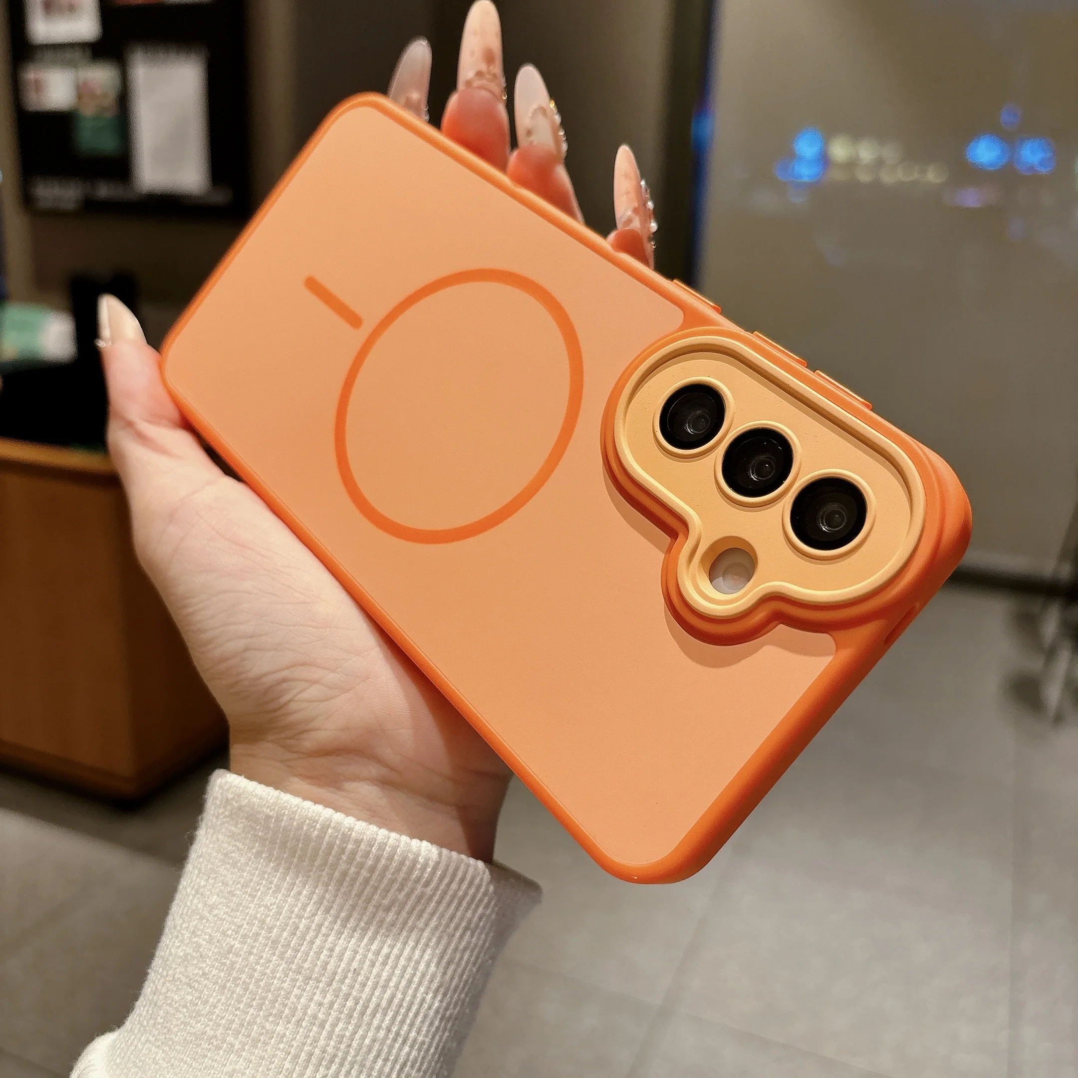 Solid Color Magnetic Charging Shockproof Phone Case with Camera Protection