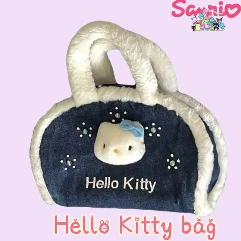

Подлинная Sanrio аниме Hello Kitty Kawaii винтажная denimвышитая плюшевая милая сумка для девочек День рождения Рождественский подарок зима
