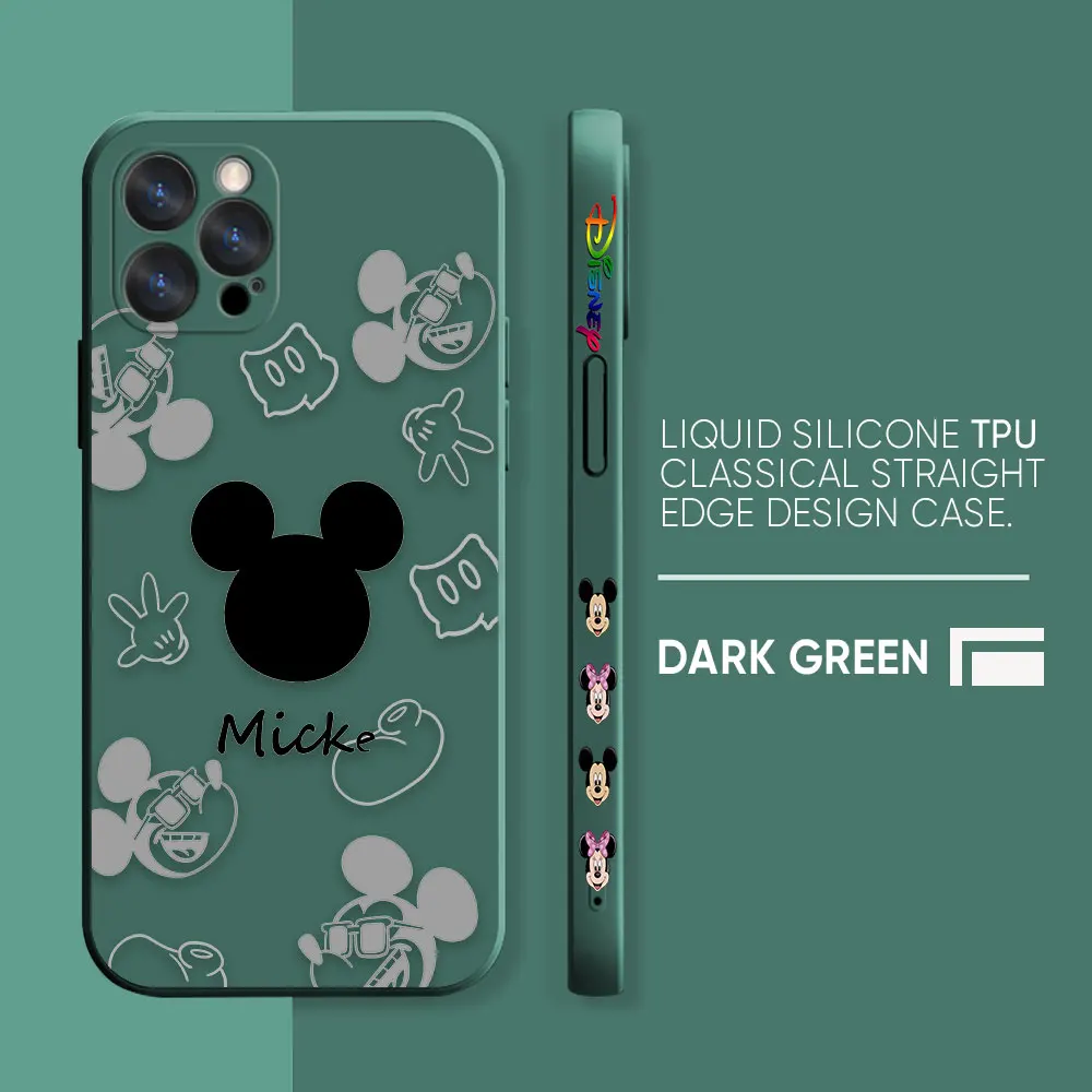 thumbnail image 1 of Case For iPhone 14 13 12 11 Pro XS Max Mini X XR 7 8 6 6S Plus Colour Simple Liquid Silicone Case Anime Cute Mickey Minnie Mouse, 1 of 5