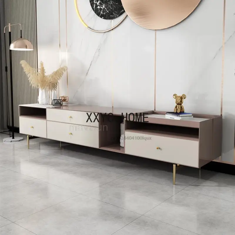 

Contemporary Creative Luxury Round Coffee Table And TV Cabinet Set A Set Of 2 Tea Tables High-End Indoor Furniture Family Used