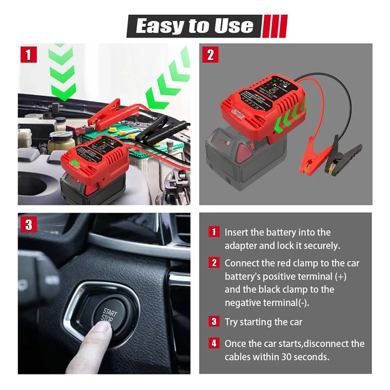 Jumper Cables 8AWG 2FT For Milwaukee M18 18V Batteries - Silicone Clips