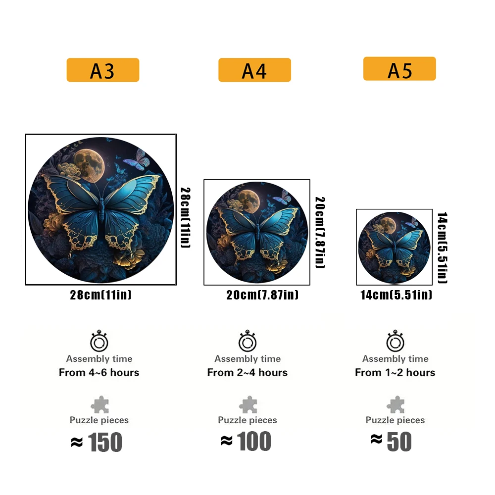 Mysterious Blue Butterfly Animal Puzzles Jigsaw For Adults Kids 3D Puzzle Gift Interactive Famliy Games Toy 2