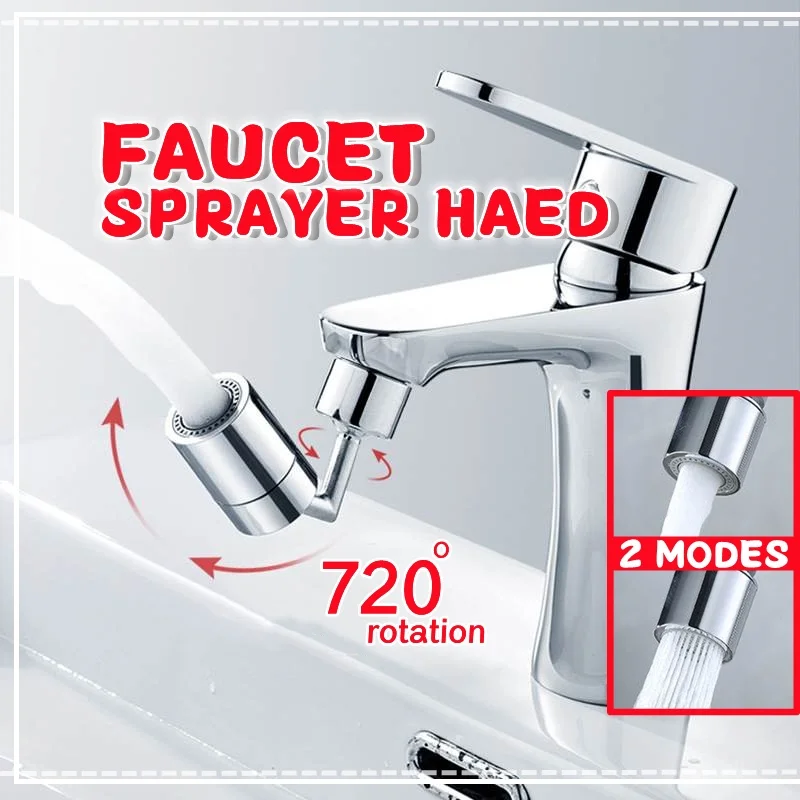 Faucet Aerator 720&deg; Swivel ABS Kitchen Tap Bathroom Rotatable Extension Filter Nozzle Dual Modes Water Saving