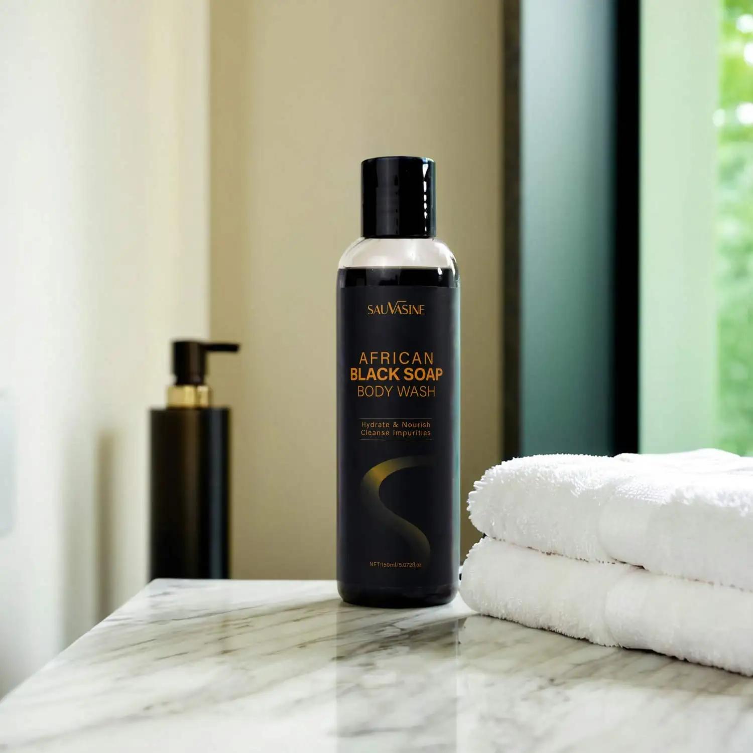 African Black Soap Soothing Body Wash with Shea Butter Deep Cleansing Skin Moisturizing Shower Gel for Acne Treatment Body Care