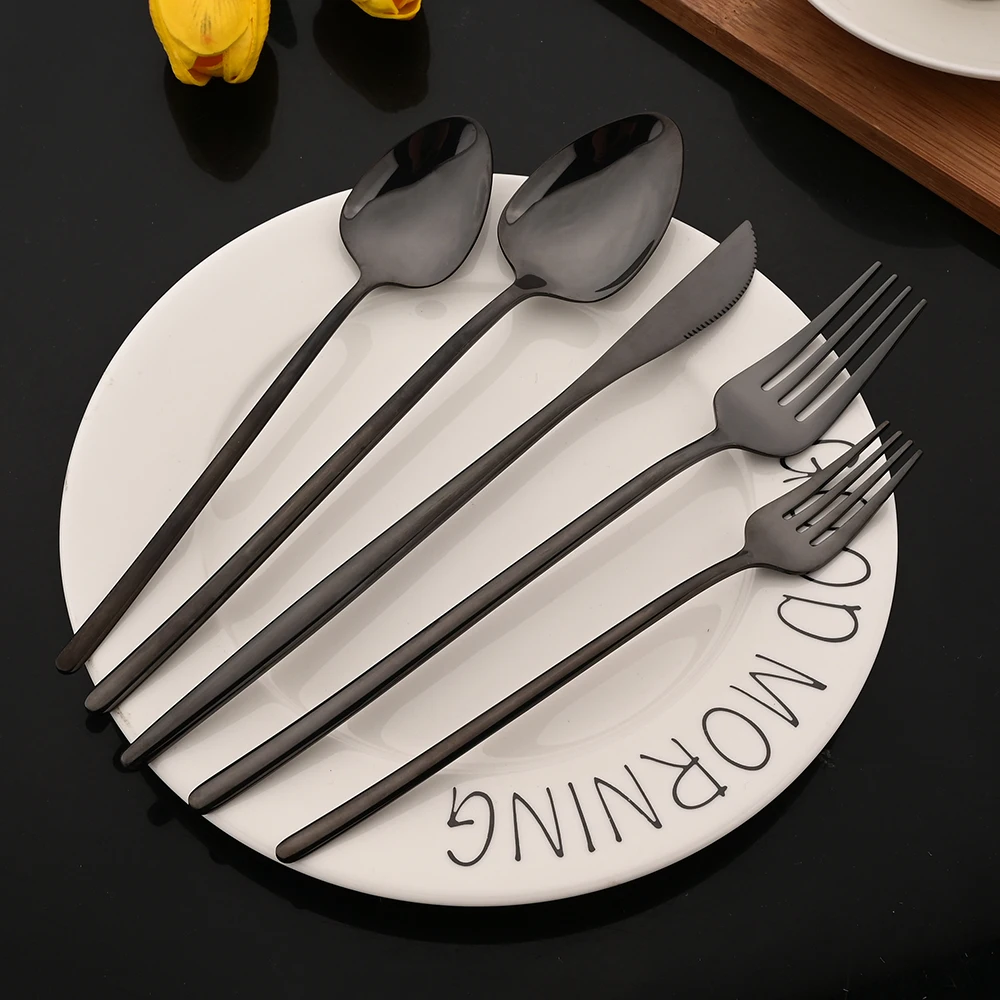Description Picture 5 of item6Pcs Stainless Steel Cutlery Set Gold Tableware Dinnerware Set Fork Knife Teaspoon Dinner Silverware Kitchen Flatware Set