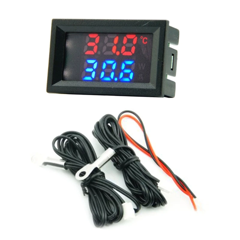 

Temperature Meter Dual Digital Display Thermometer 4-28V Temperature Probe Detector Gauge Used for Car