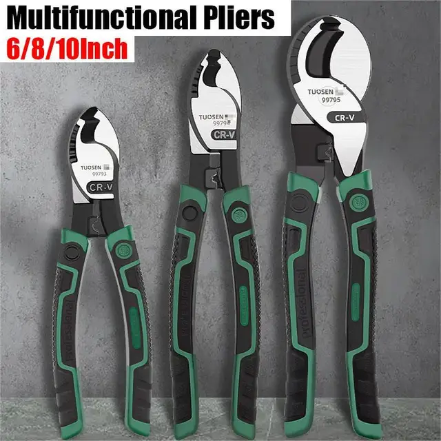 Pince coupe-câble en acier à haute teneur en carbone de 6/8/10 pouces, dénudeur manuel pour électricien, outils manuels de réparation d'appareils ménagers 1 pièce 1