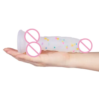 18cm Dildo Masturbator Rainbow Particles Grainy Realistic Adult Women Sex Toys Silicone Female Huge Waterproof 3