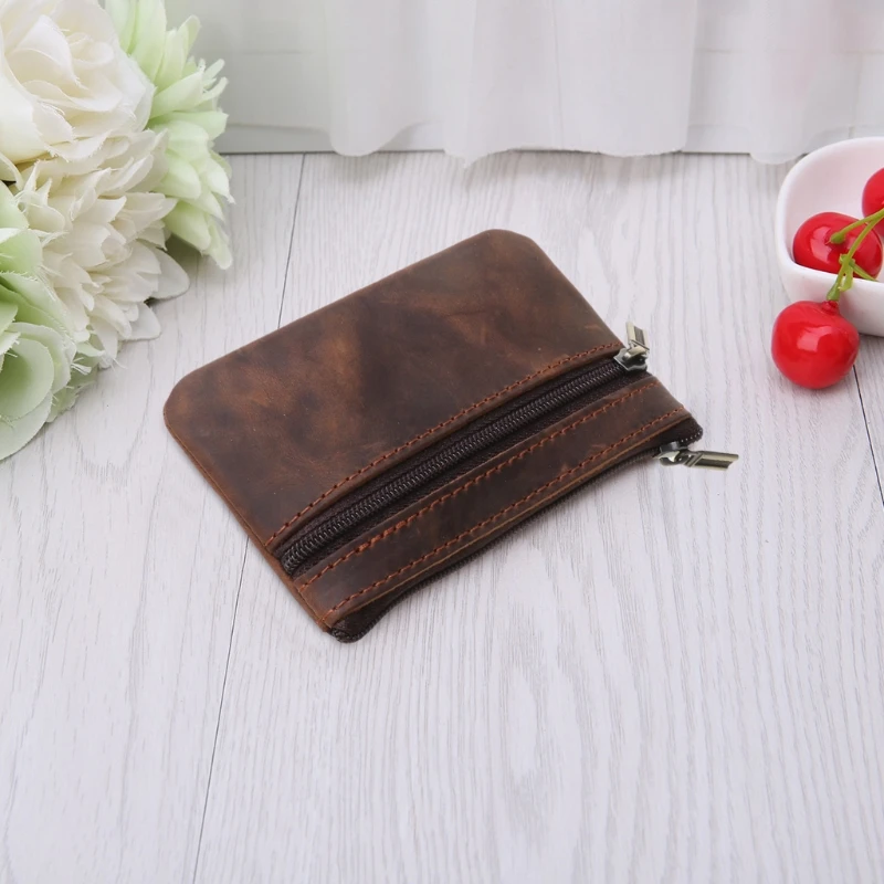 Cowhide Coin Purse Women Coin Purse Men Zipper Around Wallet Card Holder coin purse