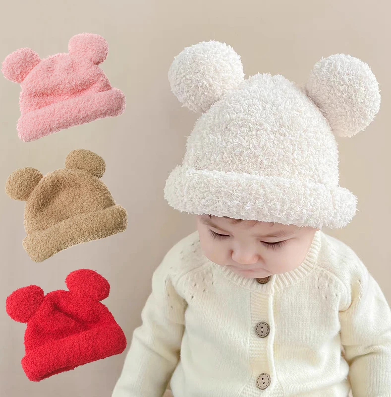 

New Kids Beanie Hat Winter Autumn Soft Warm Children Boys Cap Pom Pom Cartoon Baby Girl Hats Toddler Bonnet Infant Stuff 6M-3Y