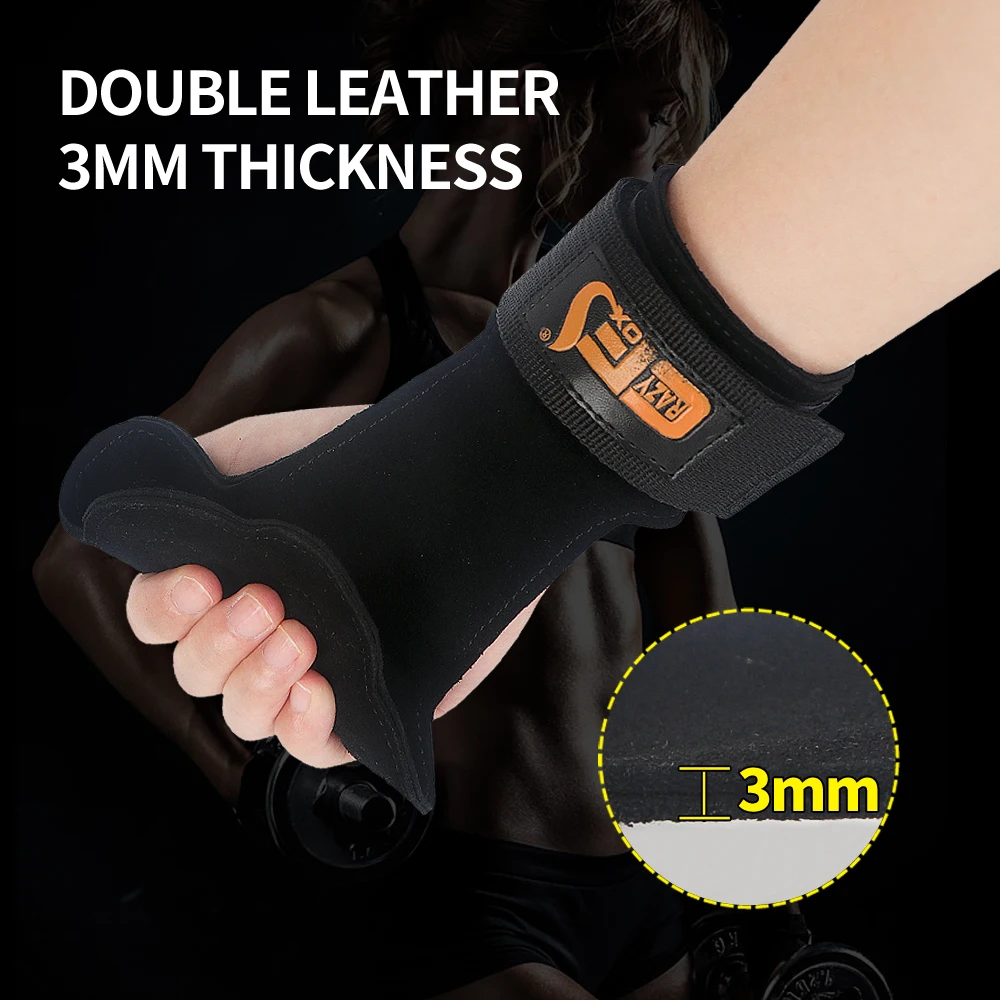Hand Grips Cowhide Neoprene Padded Gymnastics Weightlifting Workout Gym Gloves Palm Protection for Kettlebell Pull Up Gymnastic