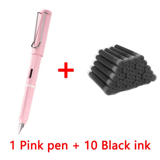 1 pen+10 ink Kawaii Fountain pen calligraphy Multi-function pen 0.38mm EF Nib school supplies stationery pens 08