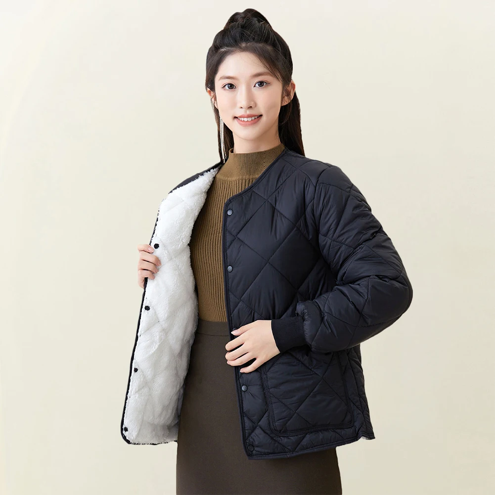 

Fashion Women's Fleece Lined Quilted Cotton-padded Parkas Coat Sleeveless Casual Single Breasted Thermal Winter Warm Parka Coats