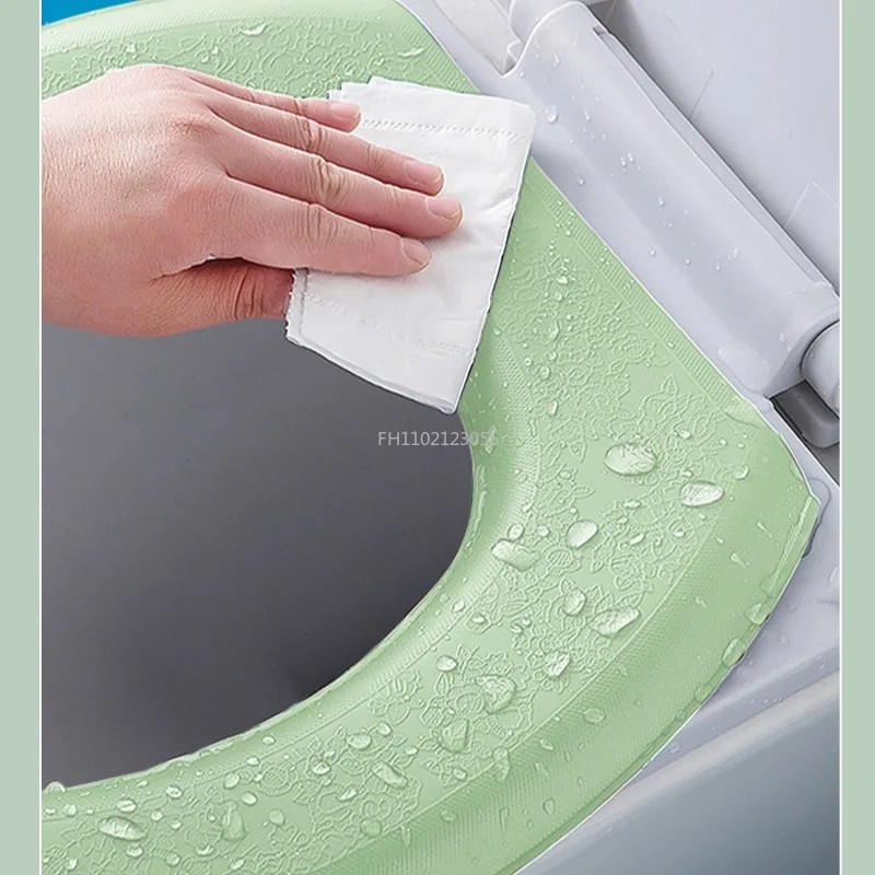 Washable Toilet Seat Cover Waterproof Sticker Foam Toilet Lid Cover Portable Silicone Toilet Cup Covers Bathroom Accessories