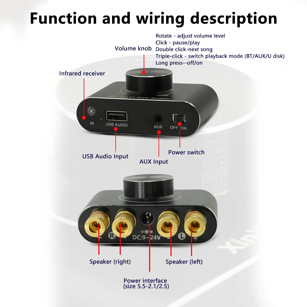 15W Stereo Bluetooth Amplifier Board 12V/24V Speaker Audio Amplification X15H AMP Amplificador Home Theater
