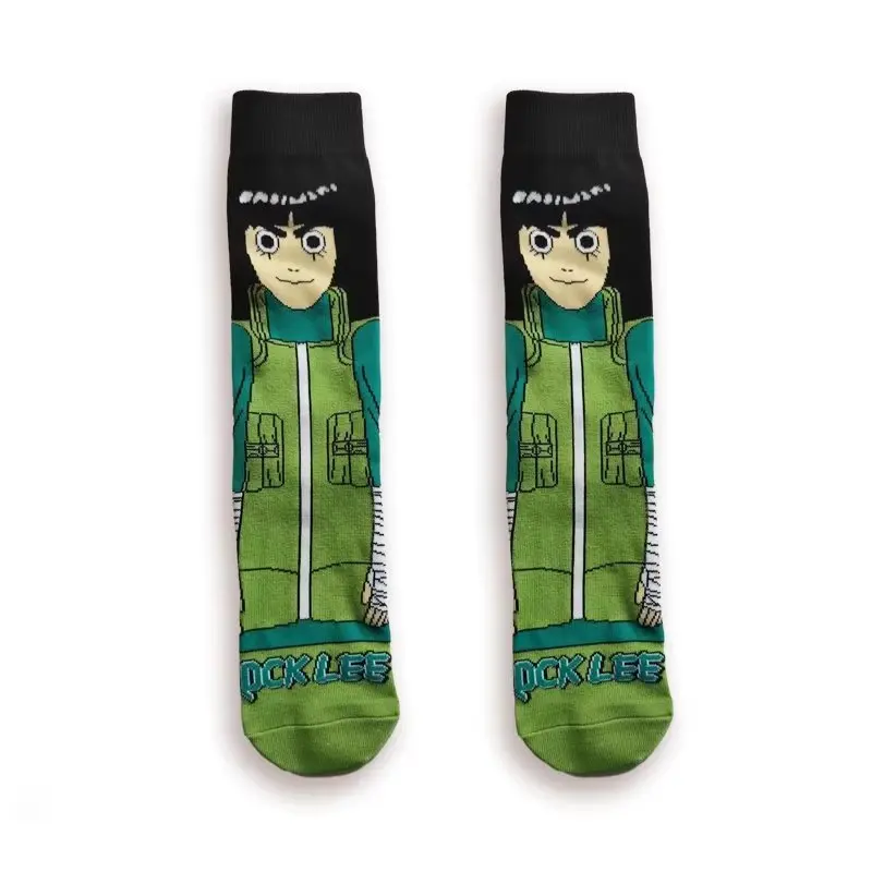 Naruto-Charakter bedruckte Wadensocken, 6 Paar, Naruto / Gaara / Rock Lee Trendige Baumwollsocken