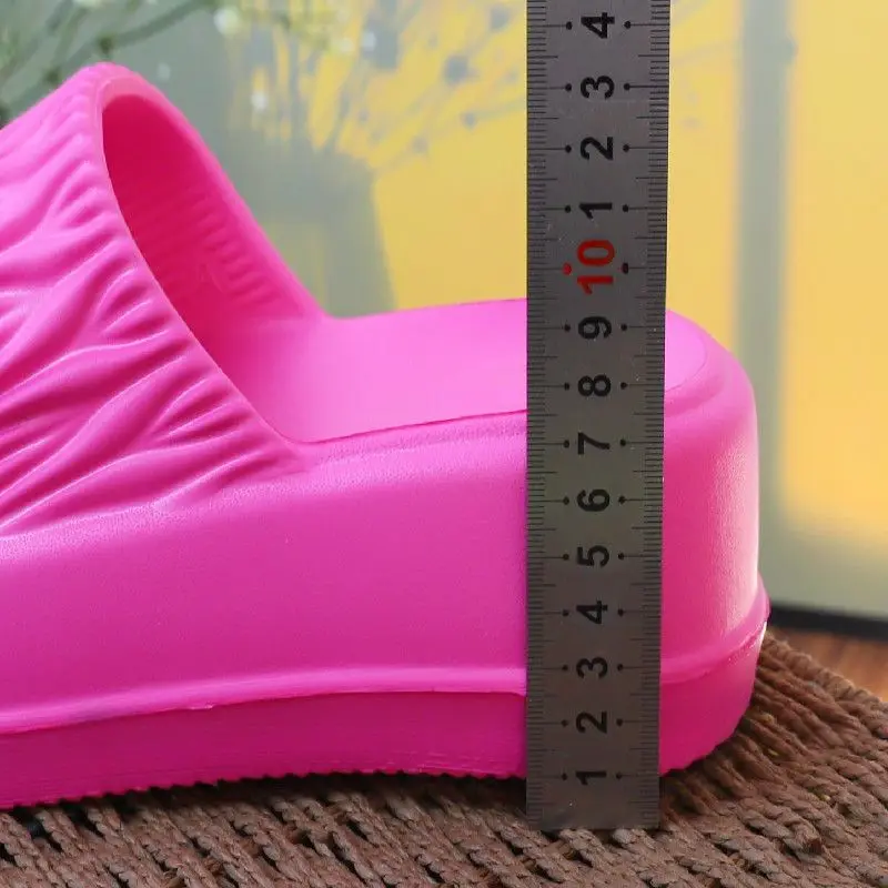 Summer high wedge sandals women's 7cm chunky heel mules women candy color slippers white mules house shoes woman outdoor slipper
