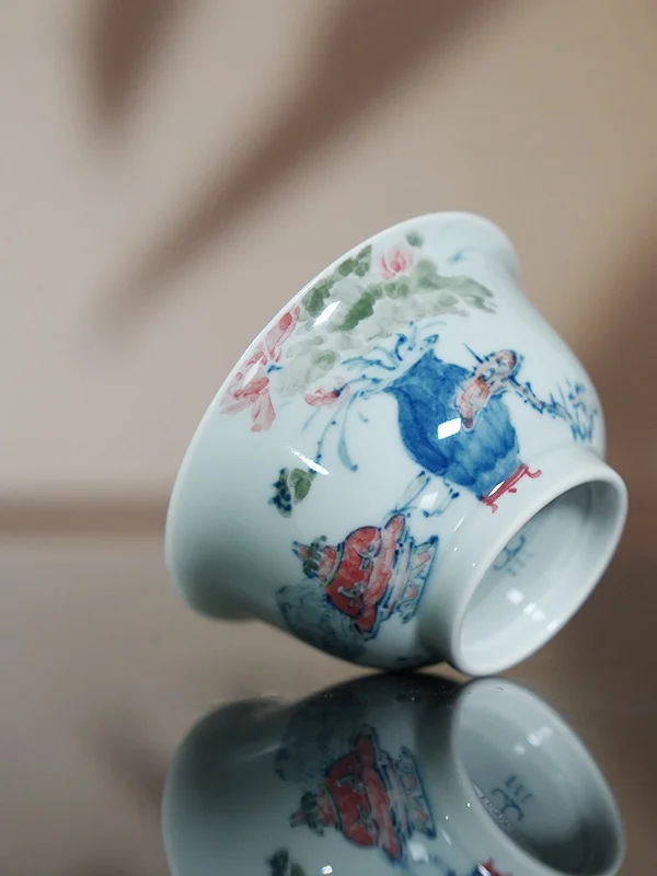 이만 티 라이프 수작업 청화백자 꽃무늬 세라믹 컵 중국풍 서예 예술적 사장님 컵 사무실용