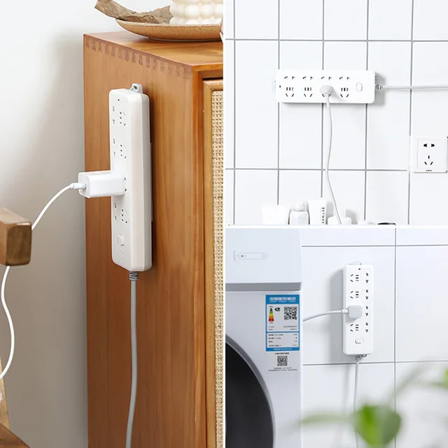  FOMIYES Soporte de enchufe para cables de pared, organizador de  regleta de alimentación de pared, organizador de cables de alambre de  escritorio, soporte de regleta de alimentación autoadhesivo, toma USB,  enchufe