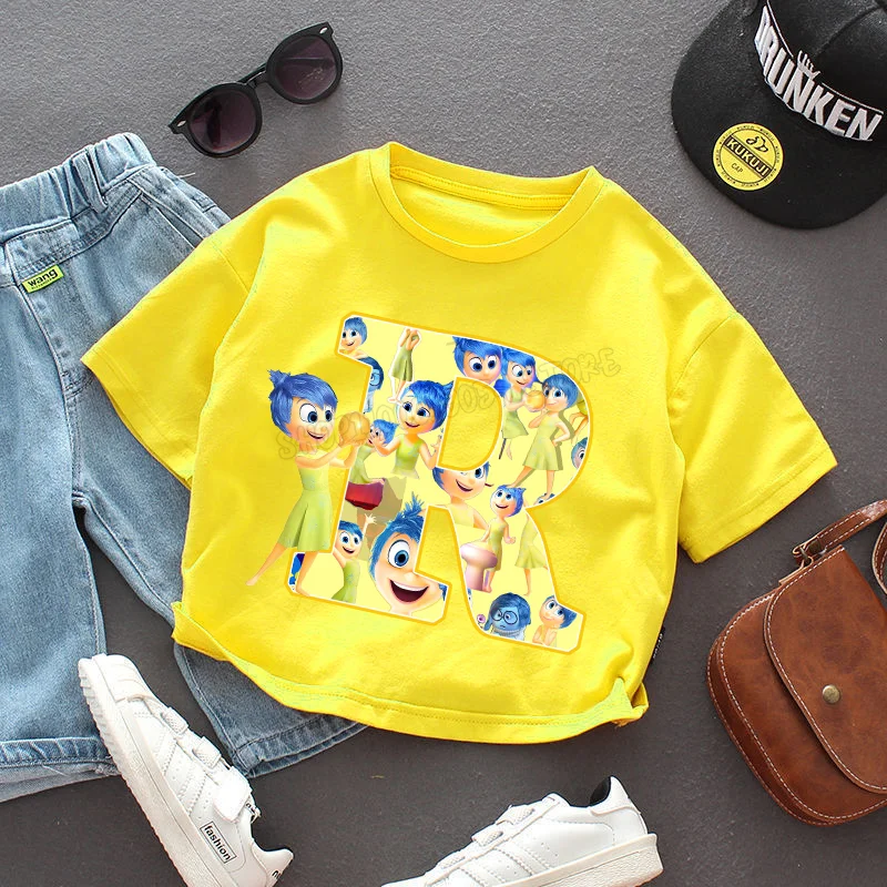 thumbnail image 1 of Camiseta con letras "Inside Out" para niños, playera con combinación de nombre, ropa informal Kawaii para niños, Tops Harajuku para niñas, regalo, 1 of 5