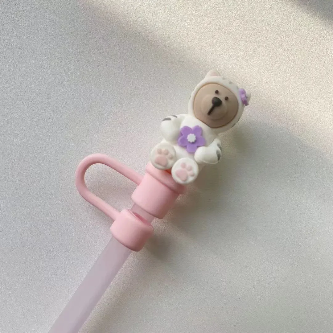 Straw Accessories 1pc Silicone Straw Plug for 6-8 mm Straws Splash Proof Cartoon Drinking Dust Cap Straw Tips Cover Cup Accessories Drinkware Tool straw accessories straw cleaner brush