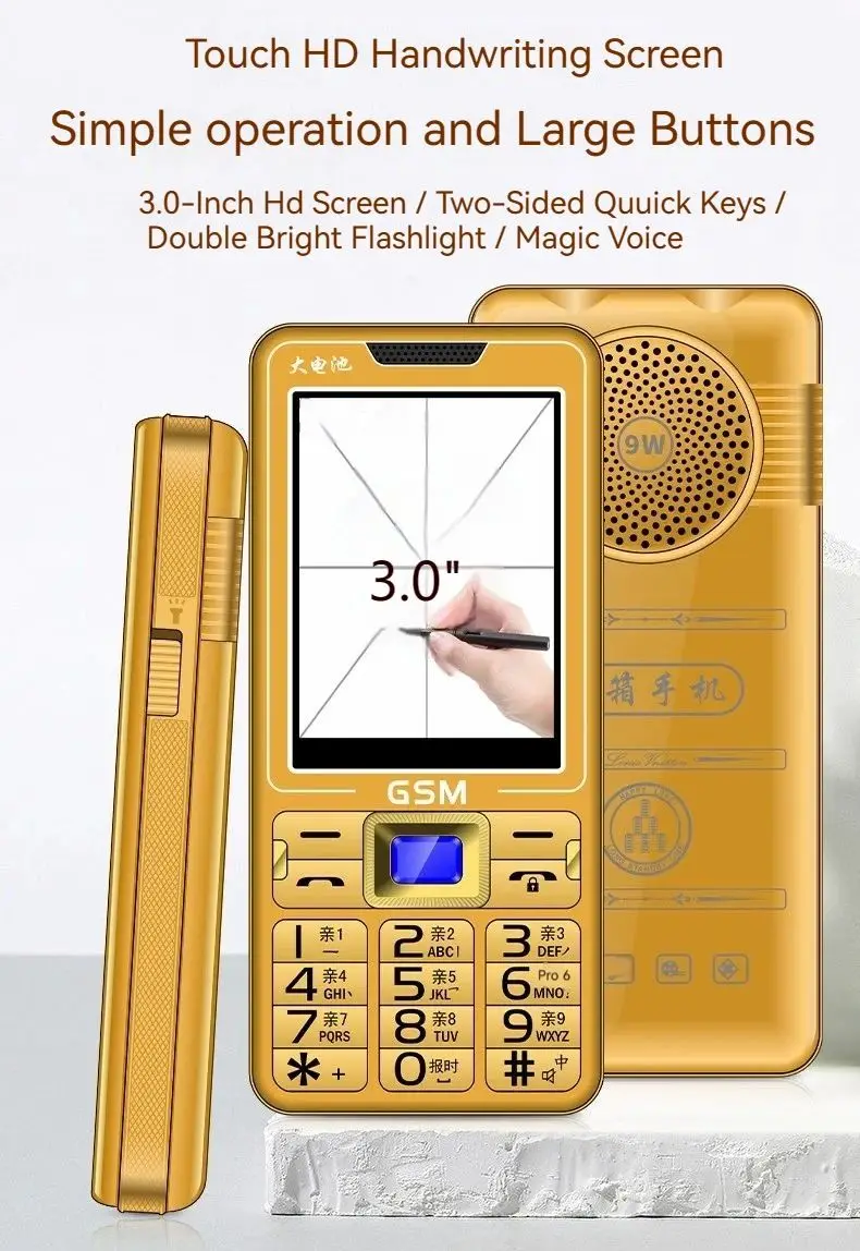 Telefono Senior A Prezzi Accessibili Suono Forte 3.0 "Scrittura A Mano Durevole Anziani Prezzo Basso Pulsante Grande Sos Torcia Con Quadrante Di Veloc
