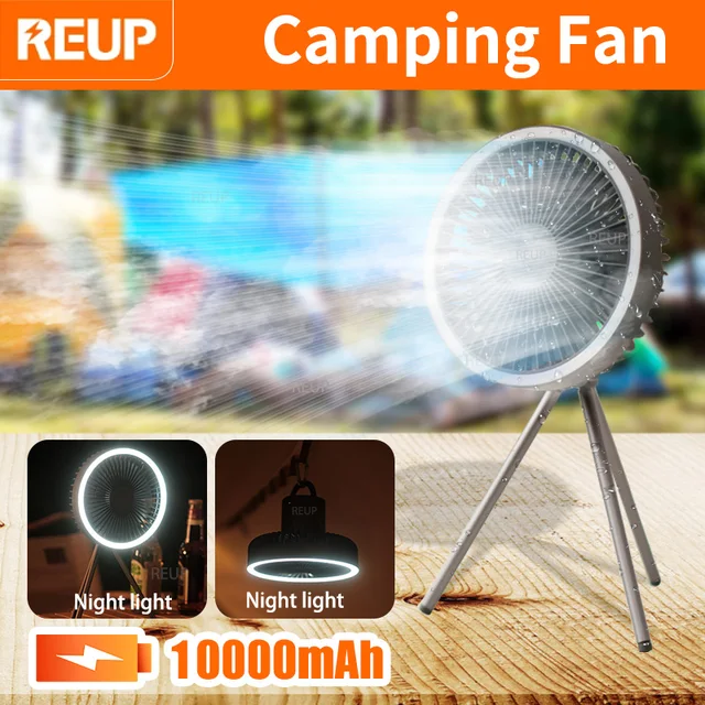 Portable Camping Fan Rechargeable Multifunctional Mini Fan USB Outdoor Camping Ceiling Fan Led Light Tripod Stand Desktop Fan 1