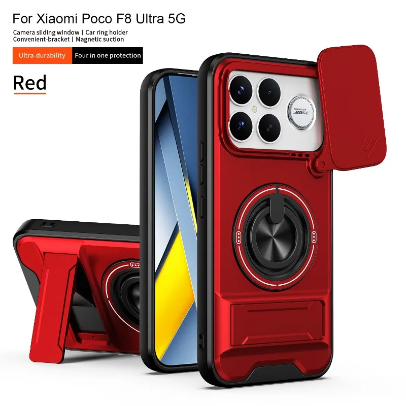 Shockproof Armor Protective Case with Magnetic Ring Holder and Magsafe Compatibility