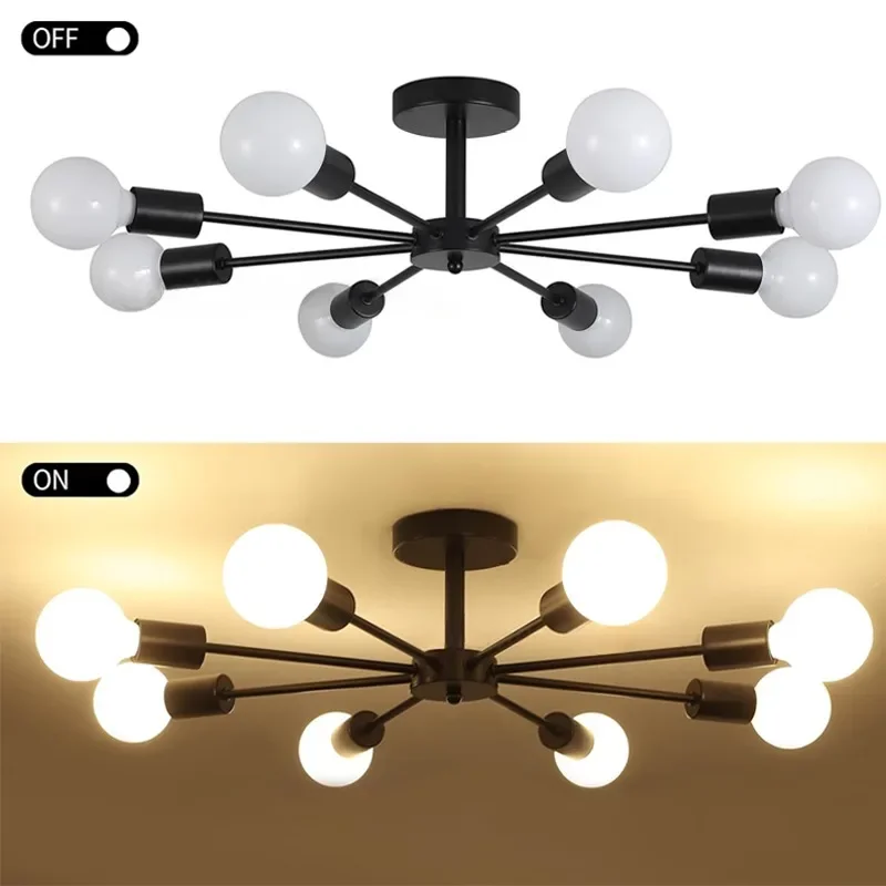 Modern chandelier restaurant black chandelier living room suspended ceiling light iron E27 home decoration