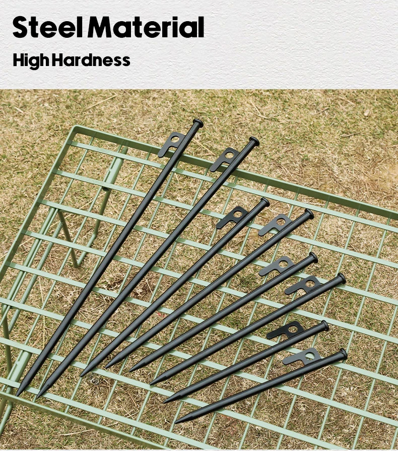 Piquets De Tente 8 Pièces, 30 Cm De Long, Piquets En Acier Pour Camping Resistants Aux Tempetes Crochet Et Trou Jardin Peche Tentes