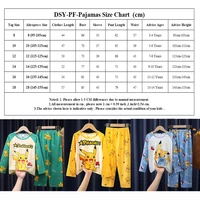 Pyjamas de dessin animé pour enfants de 3 à 5 7 9 11 13 ans, ensembles de vêtements pour garçons, vêtements de maison pour filles, pyjama Pikachu à manches longues, vêtements de détente pour adolescents 6