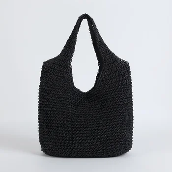2023 Mode Rattan Frauen Umhängetaschen Wikcer gewebte weibliche Handtaschen große Kapazität Sommer Strand Stroh Taschen lässige Tasche Geldbörsen — изображение 4