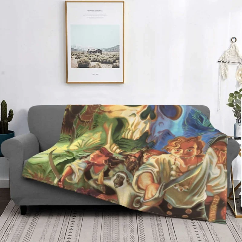 

The Secret Of Monkey Island Fleece Blanket 80s retro vintage old games Funny Throw Blanket for Home 125*100cm Bedspread