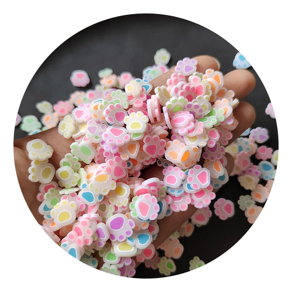 Mixed Rainbow Color Polymer Clay Animal Paw Print Cat Paw Artificial Confetti Sprinkles Hot Clay Slices 2