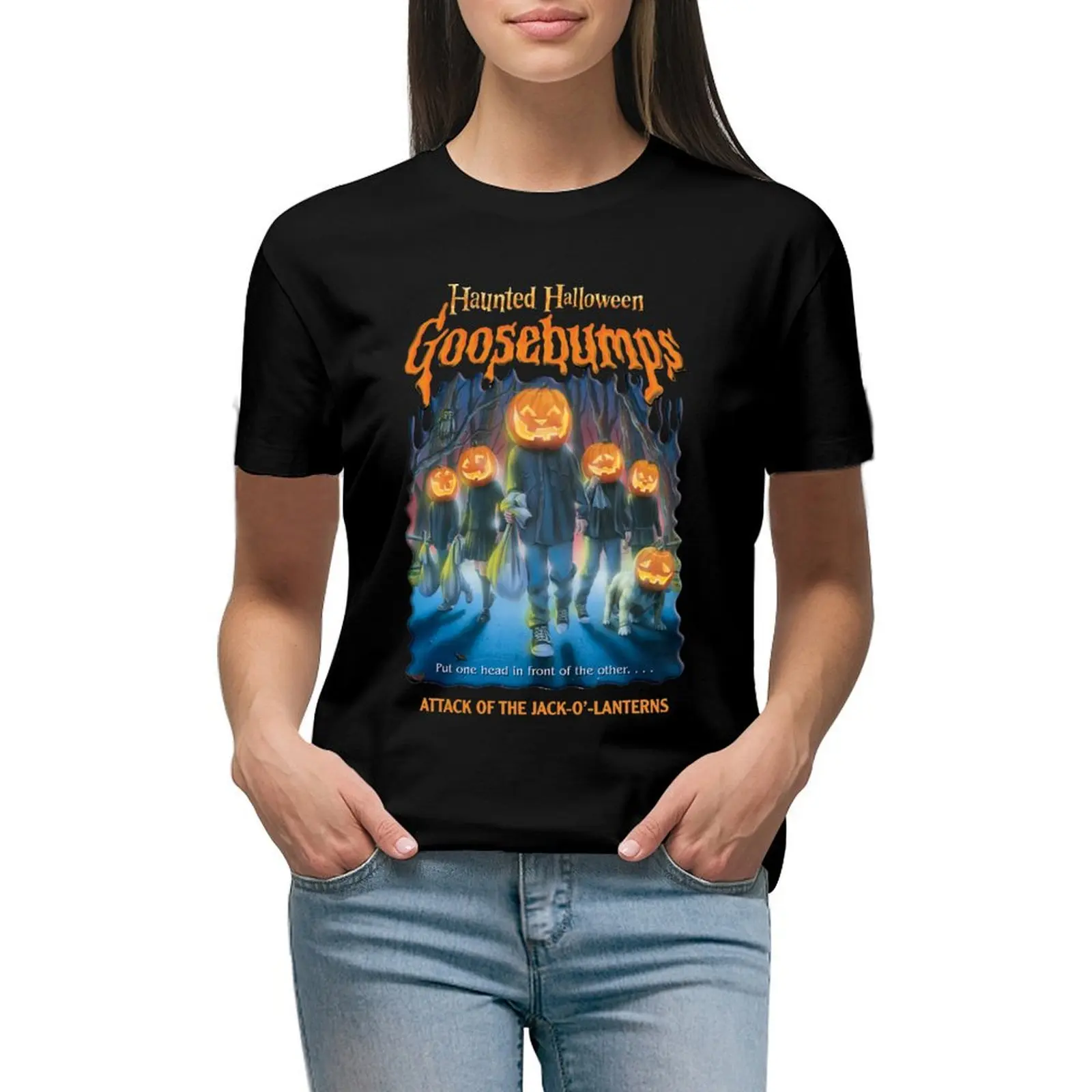 

Haunted Hallowen Goosebumps T-shirt summer clothes Female clothing cat shirts for Women