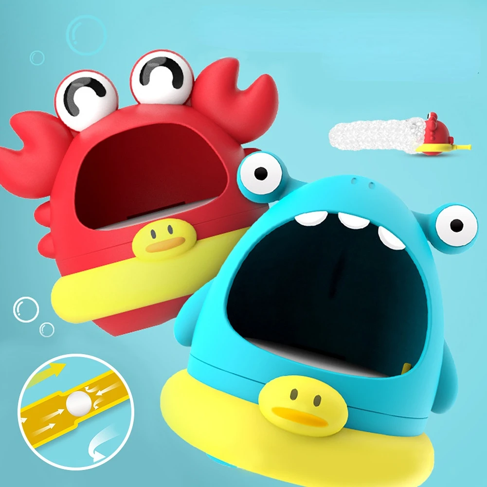 Blowing Bubble Baby Bath Toys Outdoor Foam Maker Cute Cartoon Shark And Crab Bathroom Swimming Pool Toys Bathtub Soap Machine 3