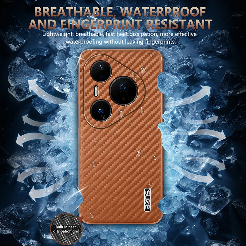 Luxury Carbon Fiber Texture Leather Case with Plated Soft Bumper Back Cover