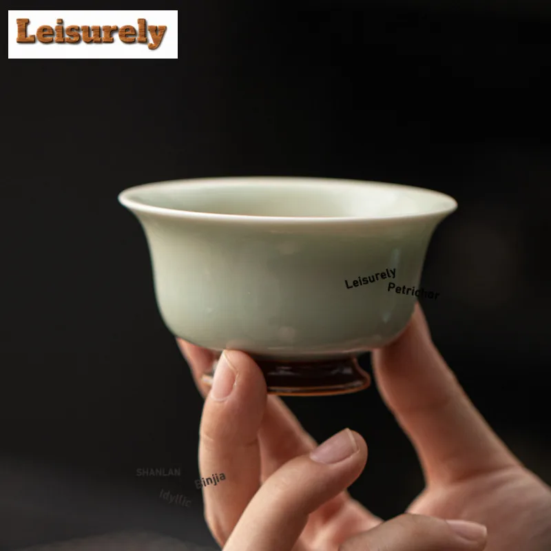 100ML Hand-pulled Ru Kiln Teacup Luxury Tea Bowl Cup for Tea Tea-tasting Fragrance Cup Chazhan Master Cups Teaware Accessories