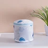 Laundry Bag Print Blue Leafves Dirty Clothes Cleaning Protect Washing Bag Household Clothes Organizer Mesh Zipper Laundry Bags 6