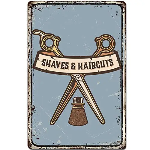 Original Vintage Design Shaves Haircut Tin Metal Signs Wall Art | Thick Tinplate Print Poster Wall Decoration for Barber Shop barber metal tin sign barber shop price list printing poster retro salon bedroom shop club wall decoration plaque 8x12 inches