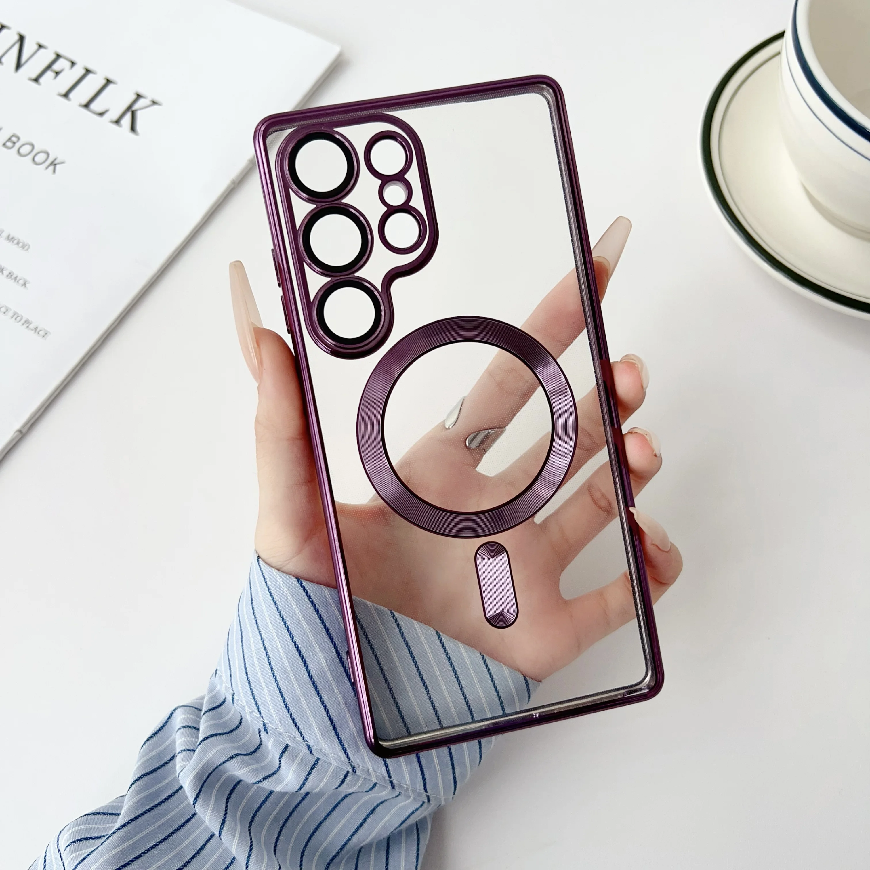 Luxury Plating Magnetic Clear Case Cover