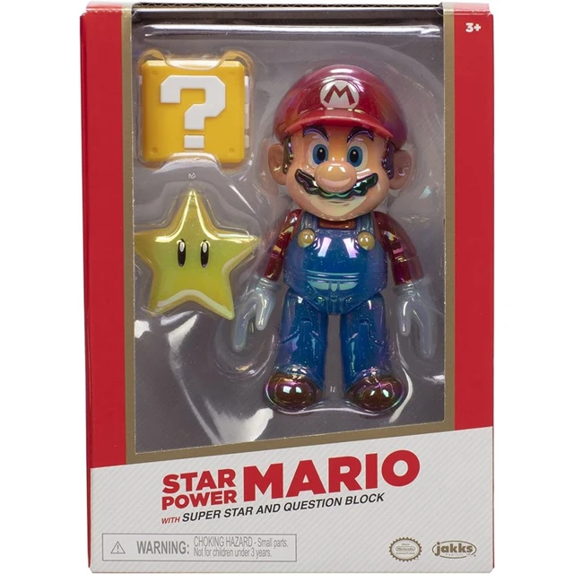 Nitendo super mario - set figurine mario star power 10 cm, figurines