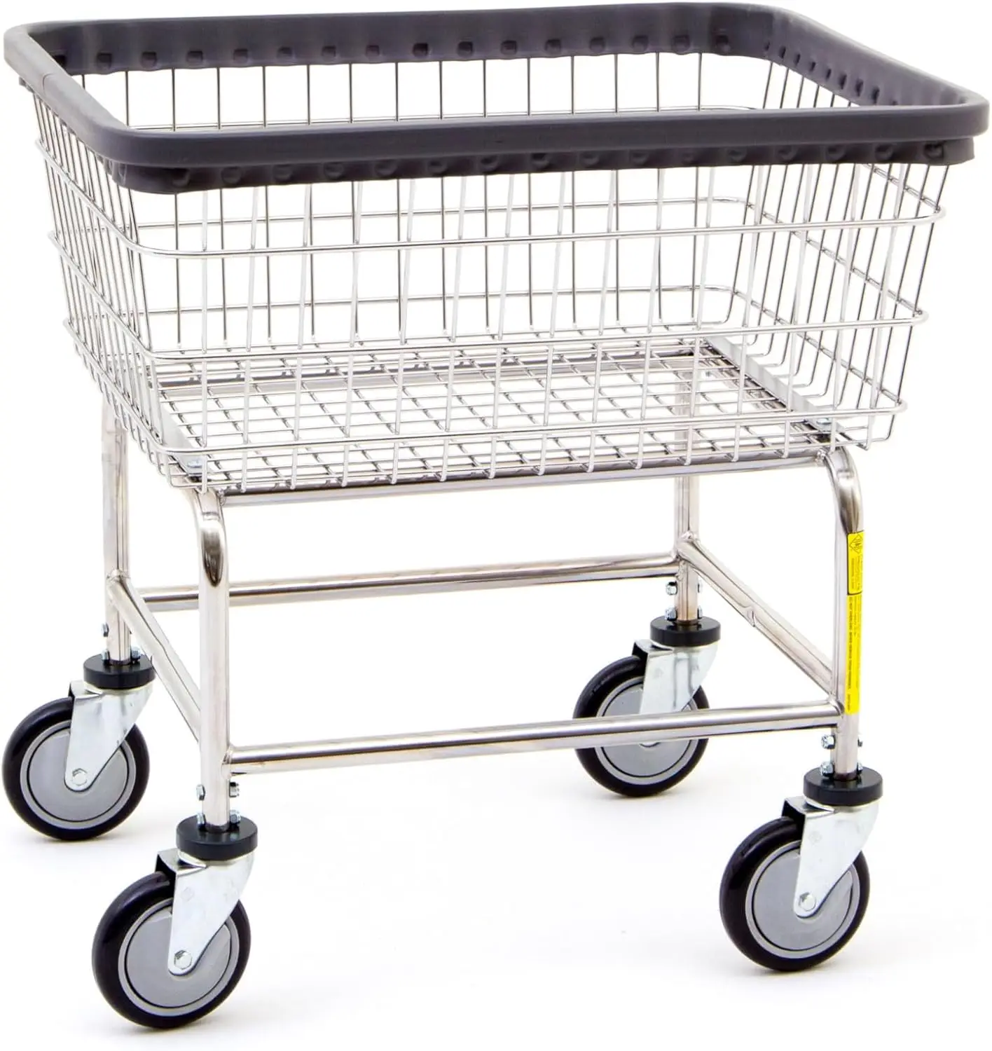 R&B Wire&reg; 100E Heavy Duty Wire Laundry Cart 2.5 Bushel Steel Frame with Chrome Finish Commercial Laundry Basket