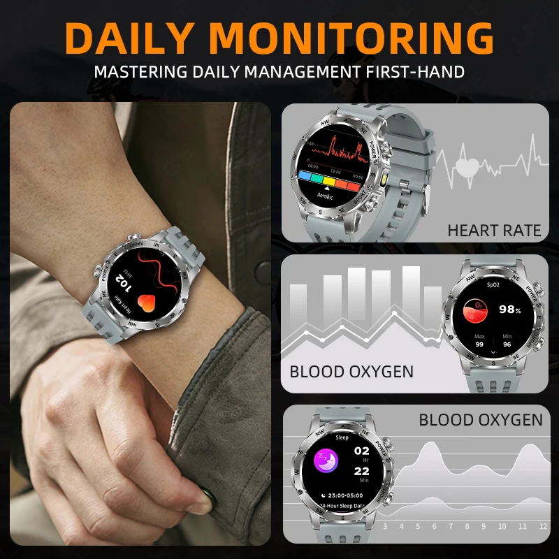 LIGE Military Men's Smart Watch 800mAh Large Battery Compass Flashlight Smartwatch 100+ Sports Bluetooth Call 2025 New Watches