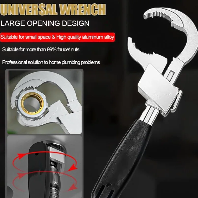 Universal Adjustable Double ended Wrench Multifunctional Bath Wrench