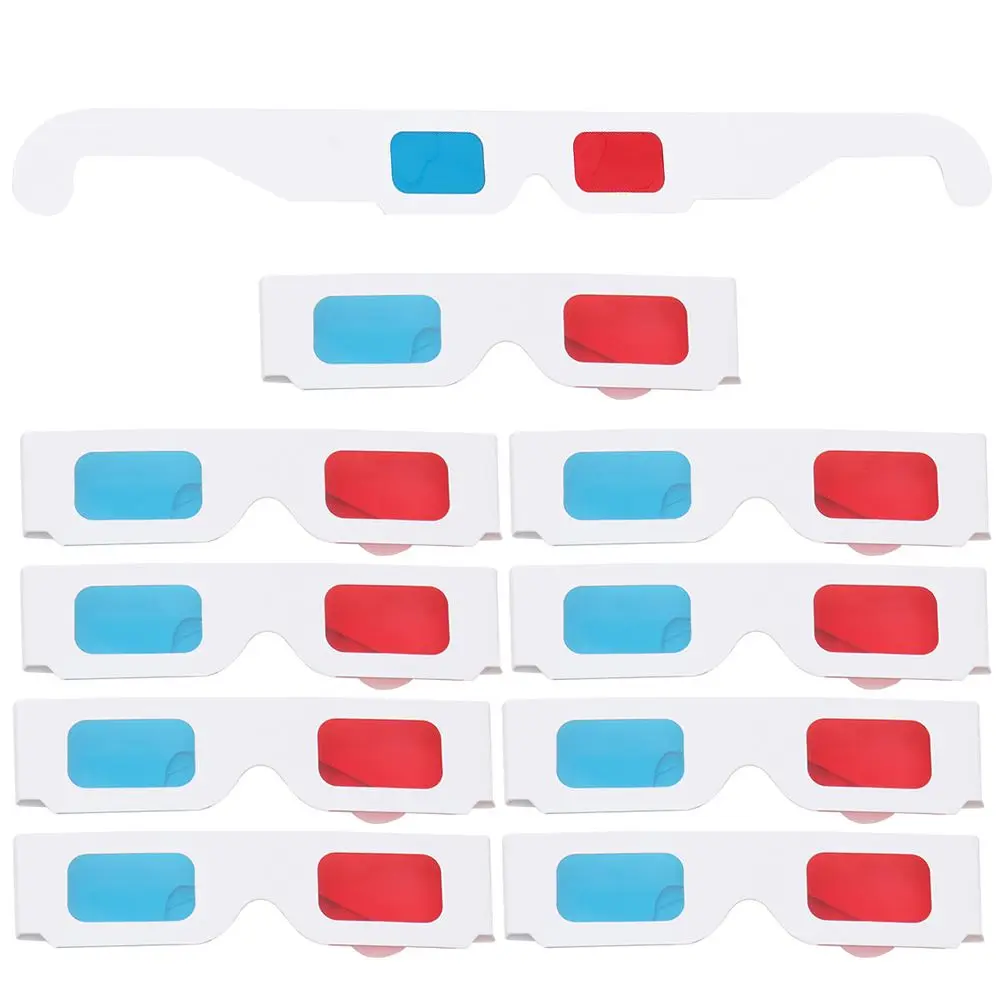 10 pcs 3D Style Glasses 3D Movie Glasses Viewing Red and Blue